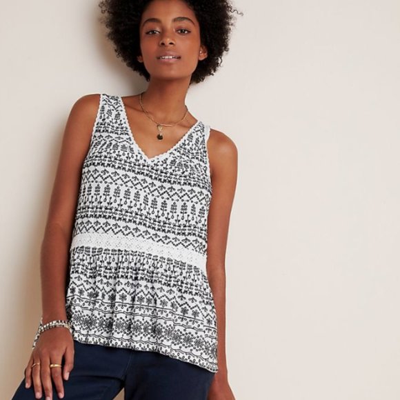 Anthropologie Cammie Embroidered Peplum Top - Picture 2 of 4